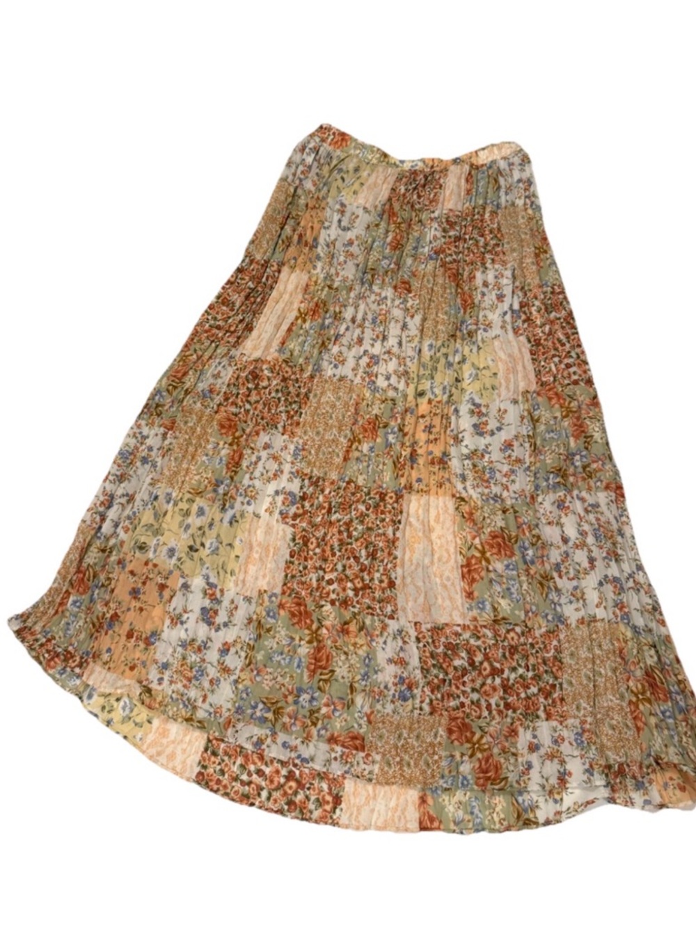 Boho Patchwork Floral Maxi Skirt Vintage